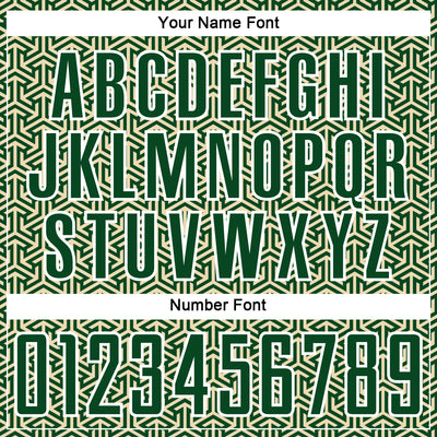 Custom Green Cream-White Geometric Arrow Sublimation Soccer Uniform Jersey