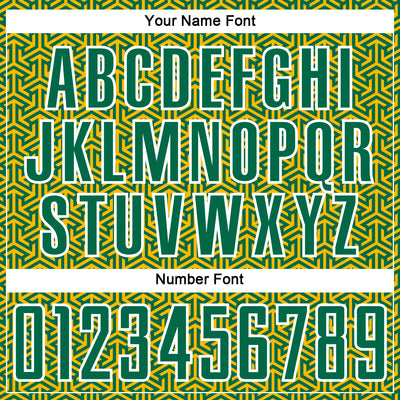 Custom Kelly Green Gold-White Geometric Arrow Sublimation Soccer Uniform Jersey