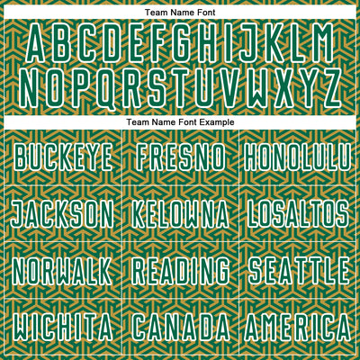 Custom Kelly Green Old Gold-White Geometric Arrow Sublimation Soccer Uniform Jersey