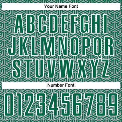 Custom Kelly Green Gray-White Geometric Arrow Sublimation Soccer Uniform Jersey