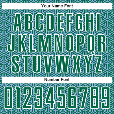 Custom Kelly Green Light Blue-White Geometric Arrow Sublimation Soccer Uniform Jersey