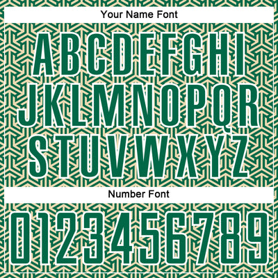 Custom Kelly Green Cream-White Geometric Arrow Sublimation Soccer Uniform Jersey