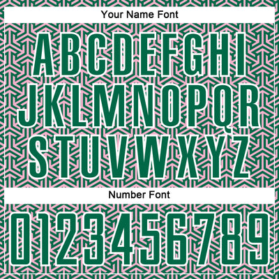 Custom Kelly Green Light Pink-White Geometric Arrow Sublimation Soccer Uniform Jersey