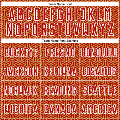 Custom Red Old Gold-White Geometric Arrow Sublimation Soccer Uniform Jersey