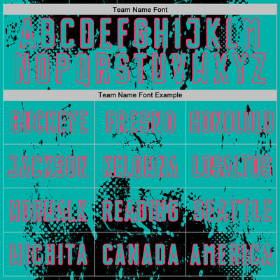 Custom Black Aqua-Neon Pink Abstract Splatter Grunge Art Sports Sublimation Soccer Uniform Jersey