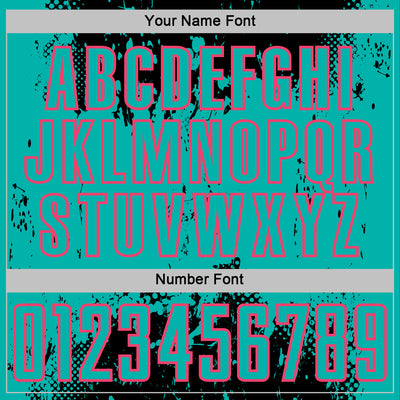 Custom Black Aqua-Neon Pink Abstract Splatter Grunge Art Sports Sublimation Soccer Uniform Jersey