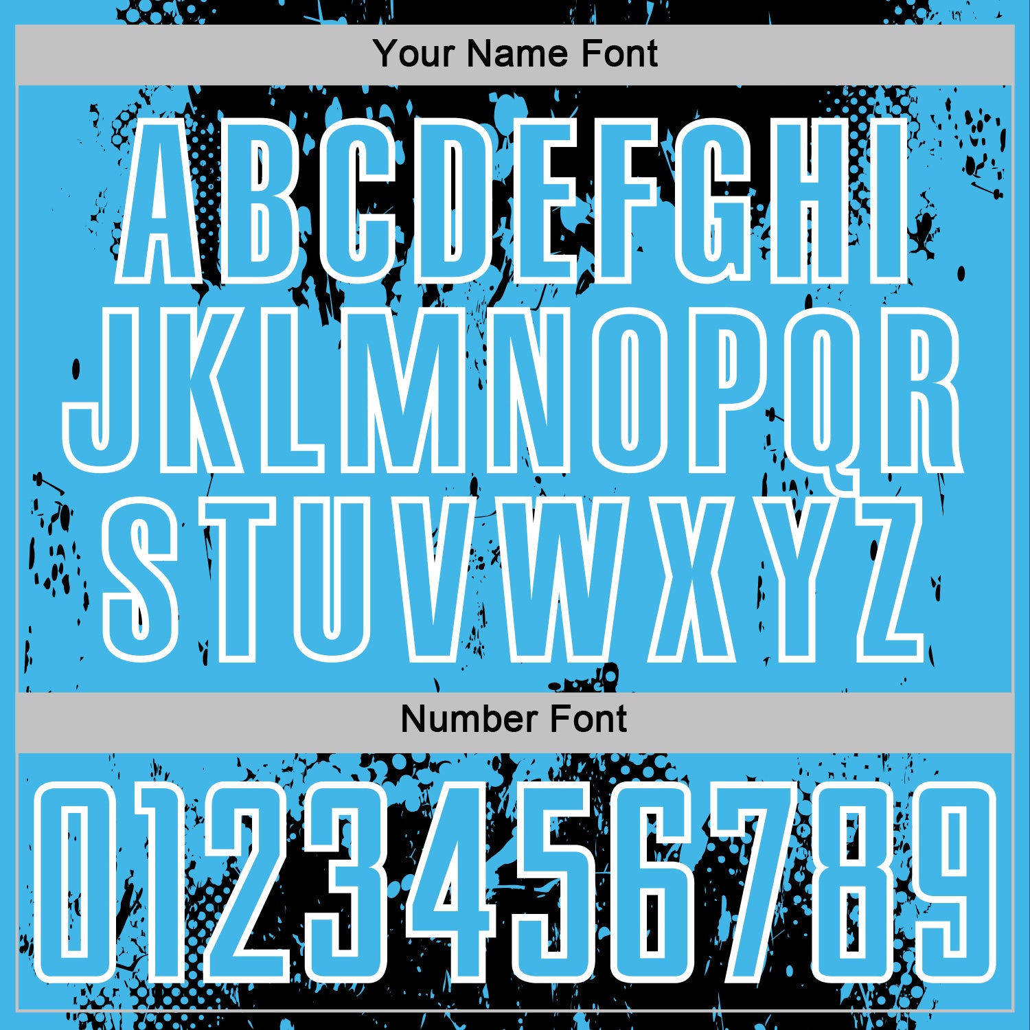 Custom Black Sky Blue-White Abstract Splatter Grunge Art Sports Sublimation Soccer Uniform Jersey