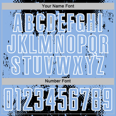 Custom Black Light Blue-White Abstract Splatter Grunge Art Sports Sublimation Soccer Uniform Jersey