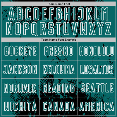 Custom Black Teal-White Abstract Splatter Grunge Art Sports Sublimation Soccer Uniform Jersey