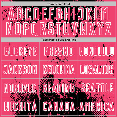 Custom Black Neon Pink-White Abstract Splatter Grunge Art Sports Sublimation Soccer Uniform Jersey