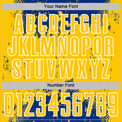 Custom Royal Yellow-White Abstract Splatter Grunge Art Sports Sublimation Soccer Uniform Jersey
