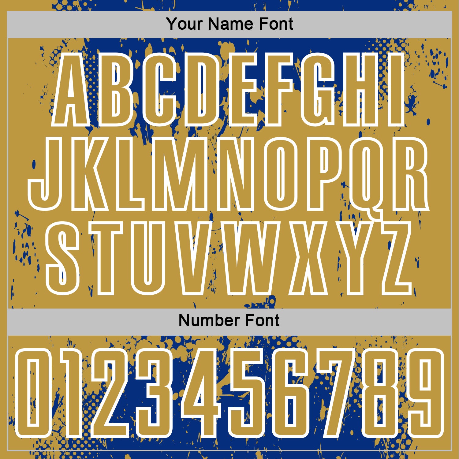 Custom Royal Old Gold-White Abstract Splatter Grunge Art Sports Sublimation Soccer Uniform Jersey