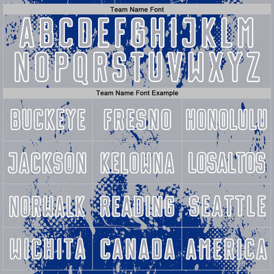 Custom Royal Gray-White Abstract Splatter Grunge Art Sports Sublimation Soccer Uniform Jersey