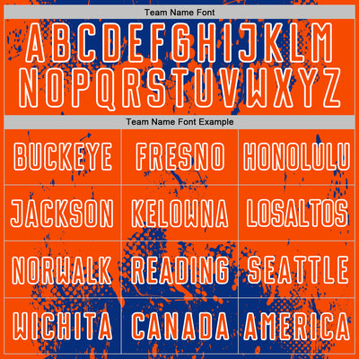 Custom Royal Orange-White Abstract Splatter Grunge Art Sports Sublimation Soccer Uniform Jersey