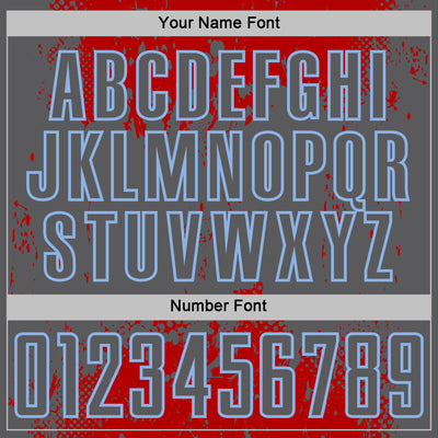 Custom Red Steel Gray-Light Blue Abstract Splatter Grunge Art Sports Sublimation Soccer Uniform Jersey