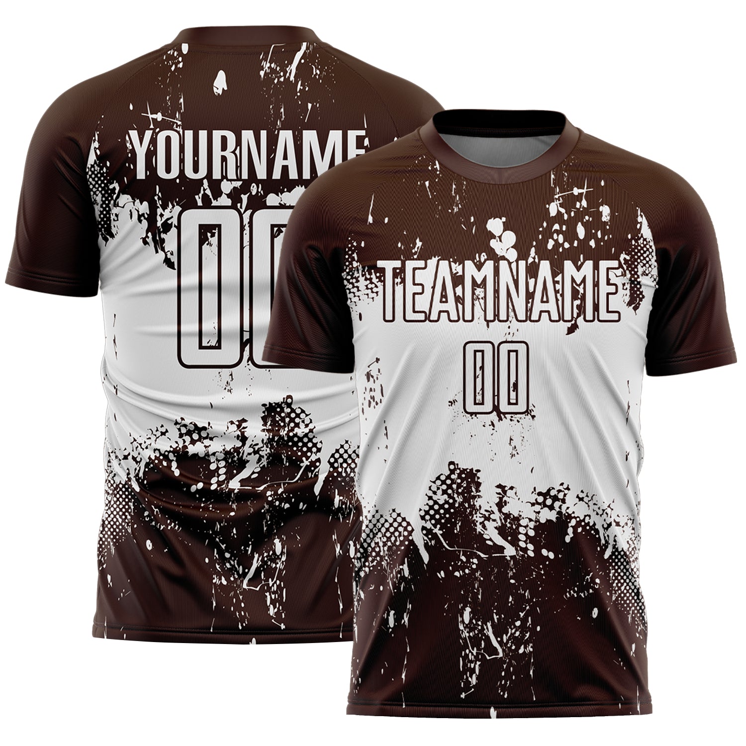 Custom Brown White Abstract Splatter Grunge Art Sports Sublimation Soccer Uniform Jersey
