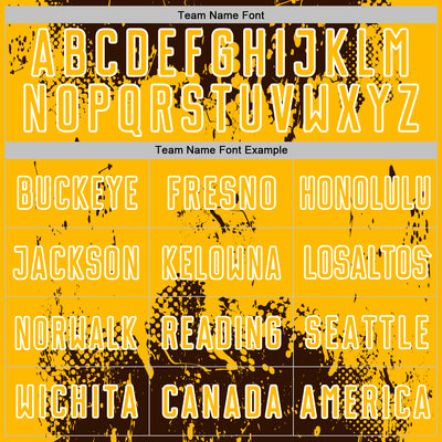 Custom Brown Gold-White Abstract Splatter Grunge Art Sports Sublimation Soccer Uniform Jersey