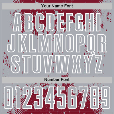 Custom Crimson Gray-White Abstract Splatter Grunge Art Sports Sublimation Soccer Uniform Jersey
