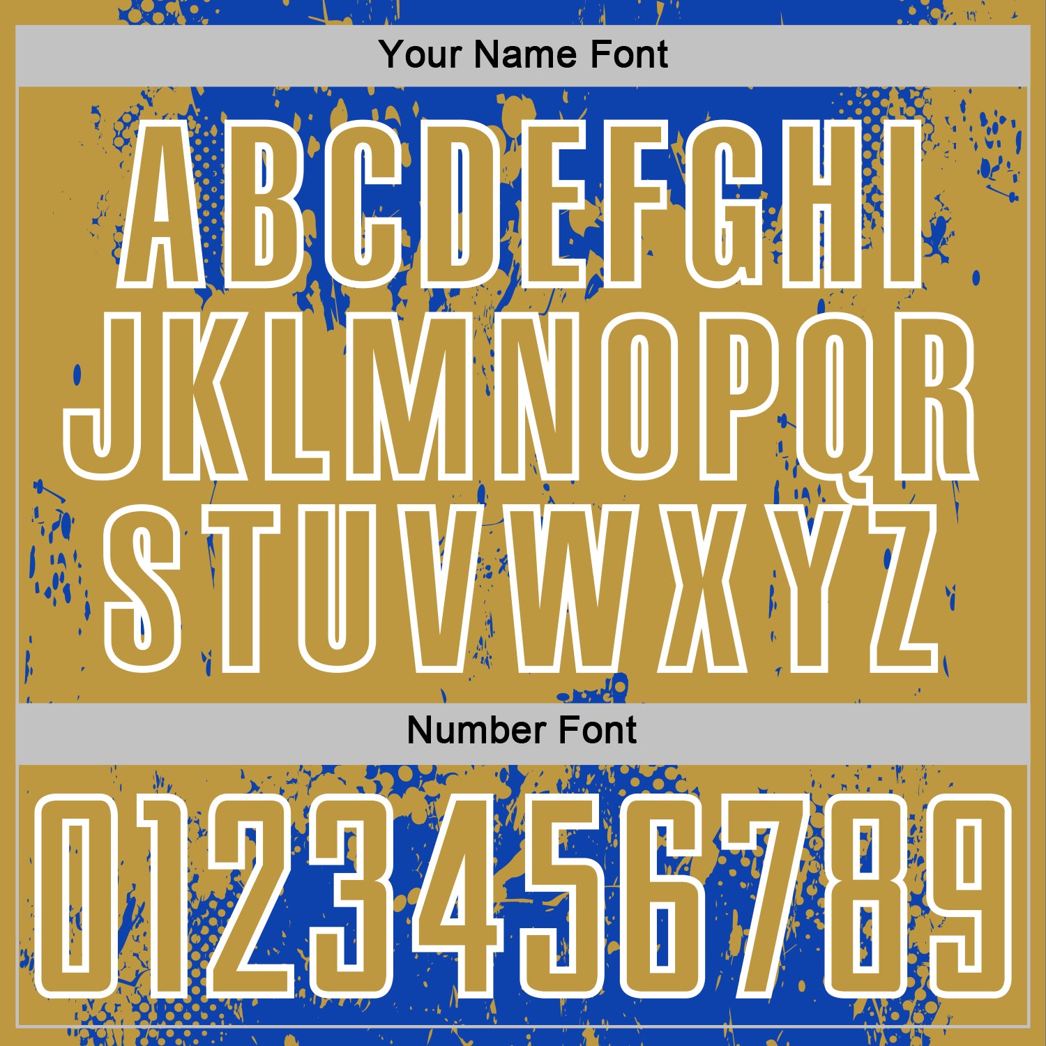 Custom Thunder Blue Old Gold-White Abstract Splatter Grunge Art Sports Sublimation Soccer Uniform Jersey