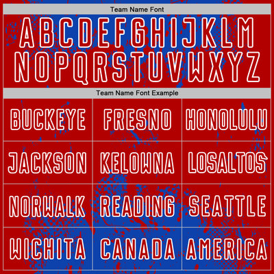 Custom Thunder Blue Red-White Abstract Splatter Grunge Art Sports Sublimation Soccer Uniform Jersey