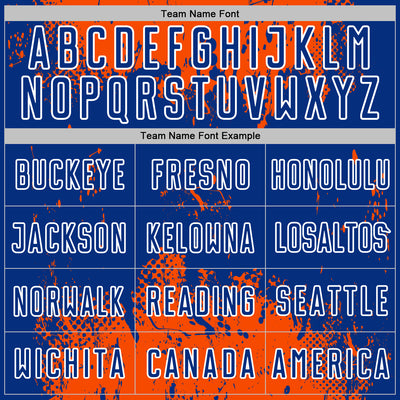 Custom Orange Royal-White Abstract Splatter Grunge Art Sports Sublimation Soccer Uniform Jersey