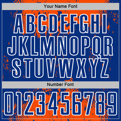 Custom Orange Royal-White Abstract Splatter Grunge Art Sports Sublimation Soccer Uniform Jersey