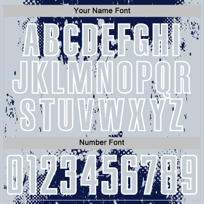 Custom Navy Silver-White Abstract Splatter Grunge Art Sports Sublimation Soccer Uniform Jersey