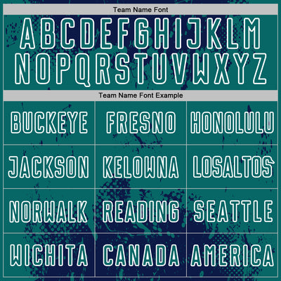 Custom Navy Teal-White Abstract Splatter Grunge Art Sports Sublimation Soccer Uniform Jersey