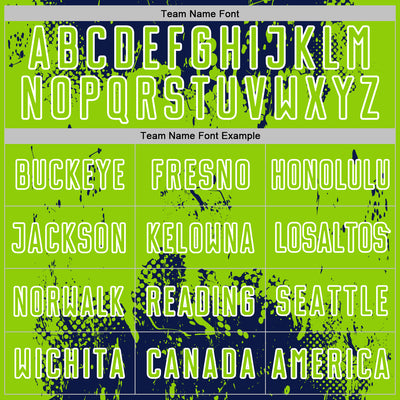 Custom Navy Neon Green-White Abstract Splatter Grunge Art Sports Sublimation Soccer Uniform Jersey