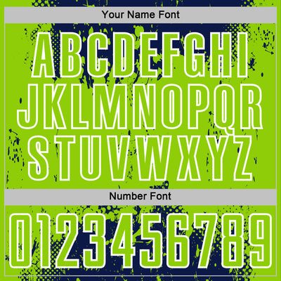 Custom Navy Neon Green-White Abstract Splatter Grunge Art Sports Sublimation Soccer Uniform Jersey