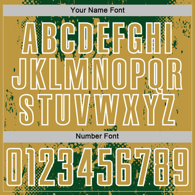 Custom Green Old Gold-White Abstract Splatter Grunge Art Sports Sublimation Soccer Uniform Jersey