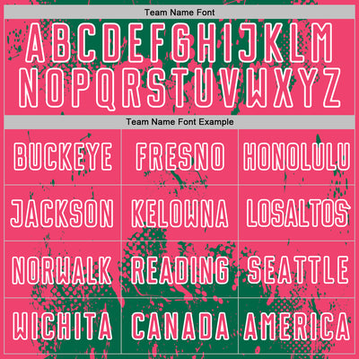 Custom Kelly Green Neon Pink-White Abstract Splatter Grunge Art Sports Sublimation Soccer Uniform Jersey