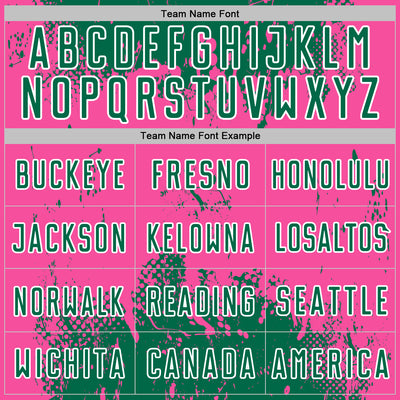 Custom Kelly Green Pink-White Abstract Splatter Grunge Art Sports Sublimation Soccer Uniform Jersey