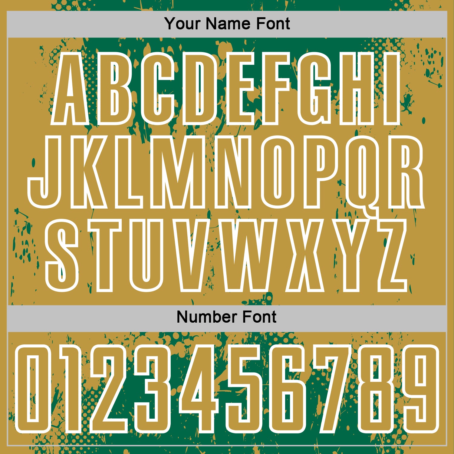 Custom Kelly Green Old Gold-White Abstract Splatter Grunge Art Sports Sublimation Soccer Uniform Jersey