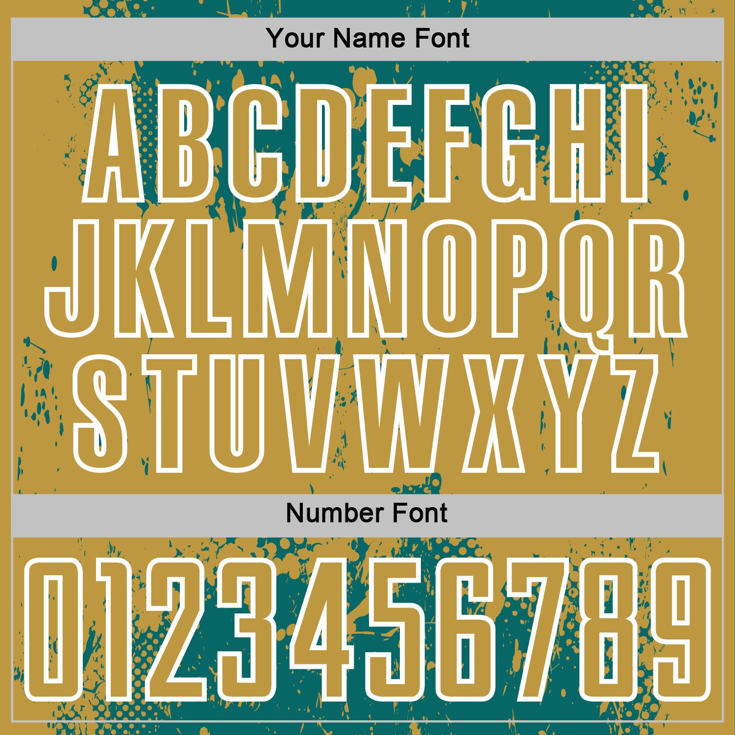 Custom Teal Old Gold-White Abstract Splatter Grunge Art Sports Sublimation Soccer Uniform Jersey