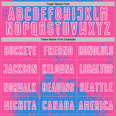 Custom Powder Blue Pink-White Abstract Splatter Grunge Art Sports Sublimation Soccer Uniform Jersey