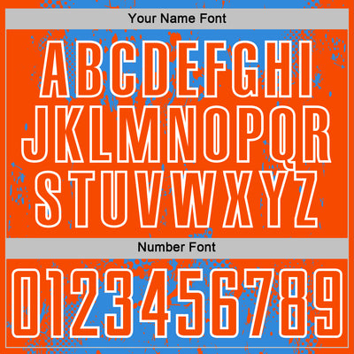 Custom Powder Blue Orange-White Abstract Splatter Grunge Art Sports Sublimation Soccer Uniform Jersey