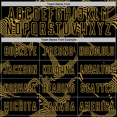 Custom Black Old Gold Curve Lines Sports Sublimation Soccer Uniform Jersey