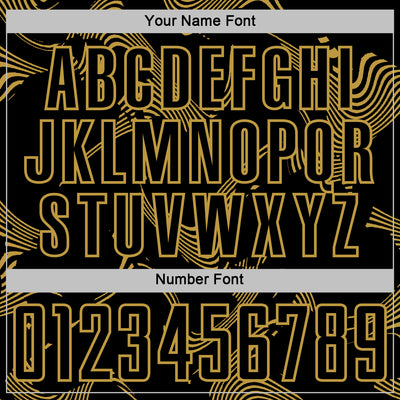 Custom Black Old Gold Curve Lines Sports Sublimation Soccer Uniform Jersey