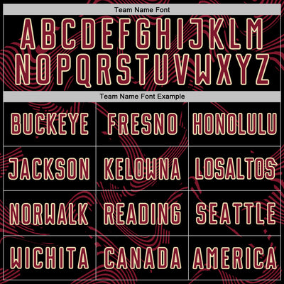 Custom Black Crimson-Cream Curve Lines Sports Sublimation Soccer Uniform Jersey