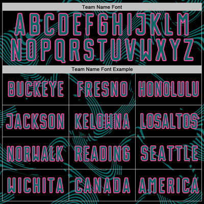 Custom Black Teal-Pink Curve Lines Sports Sublimation Soccer Uniform Jersey