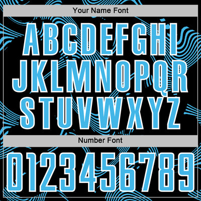 Custom Black Sky Blue-White Curve Lines Sports Sublimation Soccer Uniform Jersey