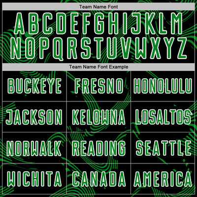 Custom Black Grass Green-White Curve Lines Sports Sublimation Soccer Uniform Jersey