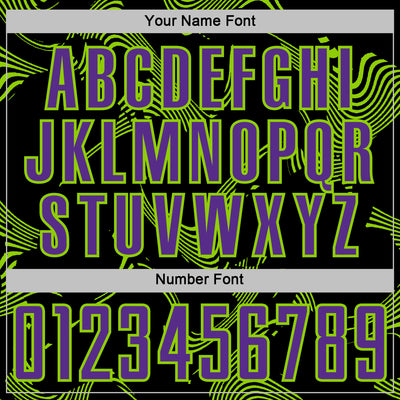 Custom Black Purple-Neon Green Curve Lines Sports Sublimation Soccer Uniform Jersey