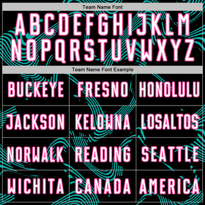 Custom Black White Aqua-Pink Curve Lines Sports Sublimation Soccer Uniform Jersey