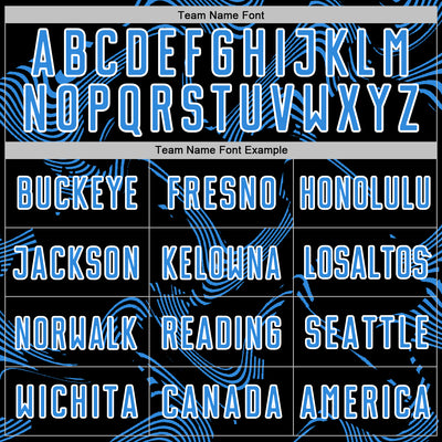 Custom Black Powder Blue-White Curve Lines Sports Sublimation Soccer Uniform Jersey