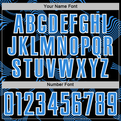 Custom Black Powder Blue-White Curve Lines Sports Sublimation Soccer Uniform Jersey