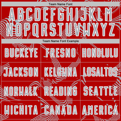 Custom Red Gray-White Curve Lines Sports Sublimation Soccer Uniform Jersey