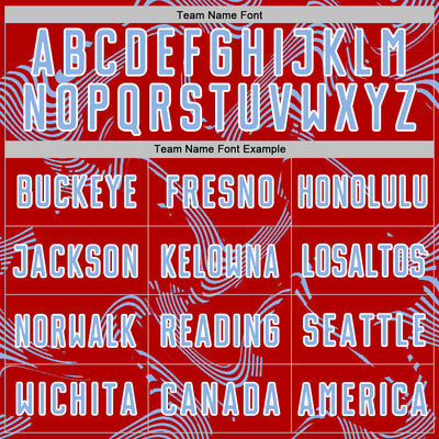 Custom Red Light Blue-White Curve Lines Sports Sublimation Soccer Uniform Jersey