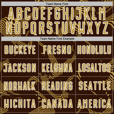 Custom Brown Old Gold-White Curve Lines Sports Sublimation Soccer Uniform Jersey